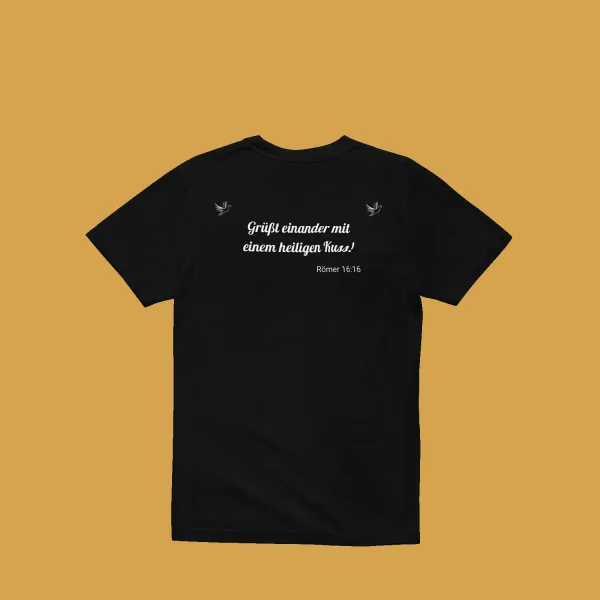 T-Shirt mit Bibelvers-Aufdruck, erhältlich im Umherz-Webshop.